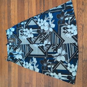 RARE Iris Apfel Floral Geometric A-Line Skirt